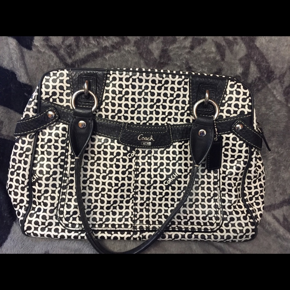 Leather black Coach Bag great condition
